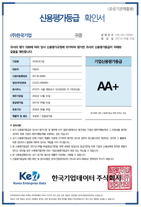 기업신용평가등급2