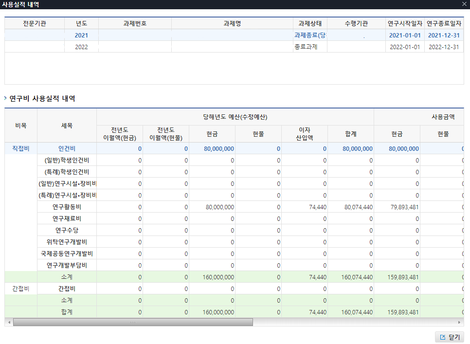 이지바로 다년도과제 사용실적보고서 제출