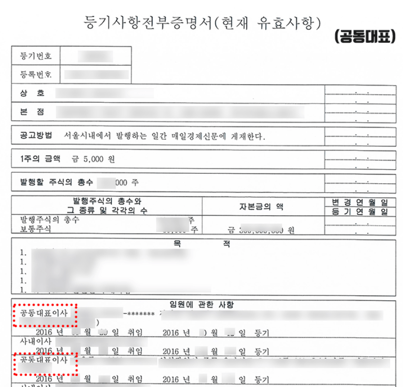 각자대표 공동대표